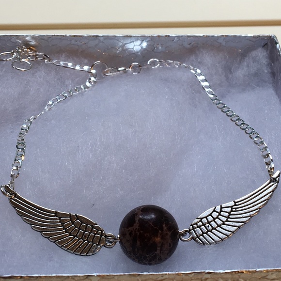 PeaceFrog Jewelry - Dark Pink Turquoise Silver Angel Wing Anklet